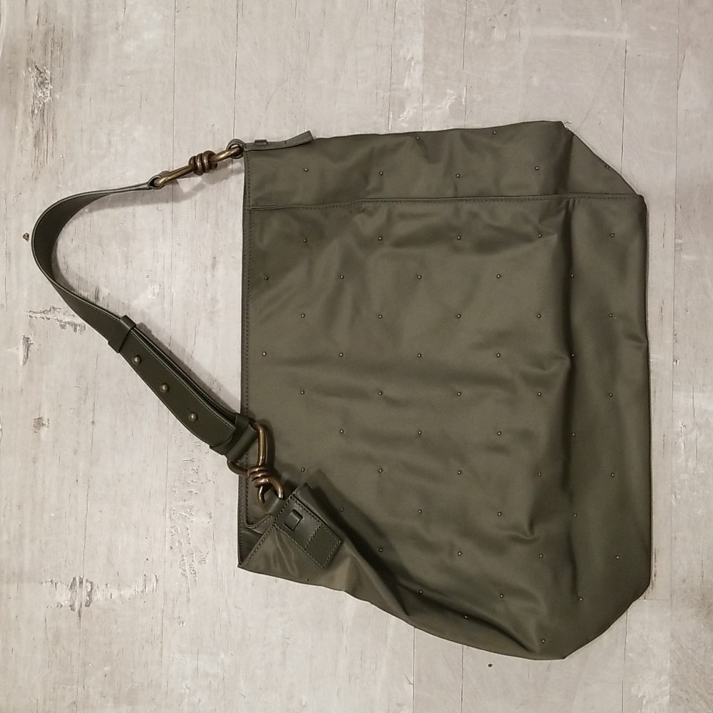 💕ALLSAINTS💕 Nilo Studs Nylon North/South Tote Bag ~ Khaki Green Studded NWOT